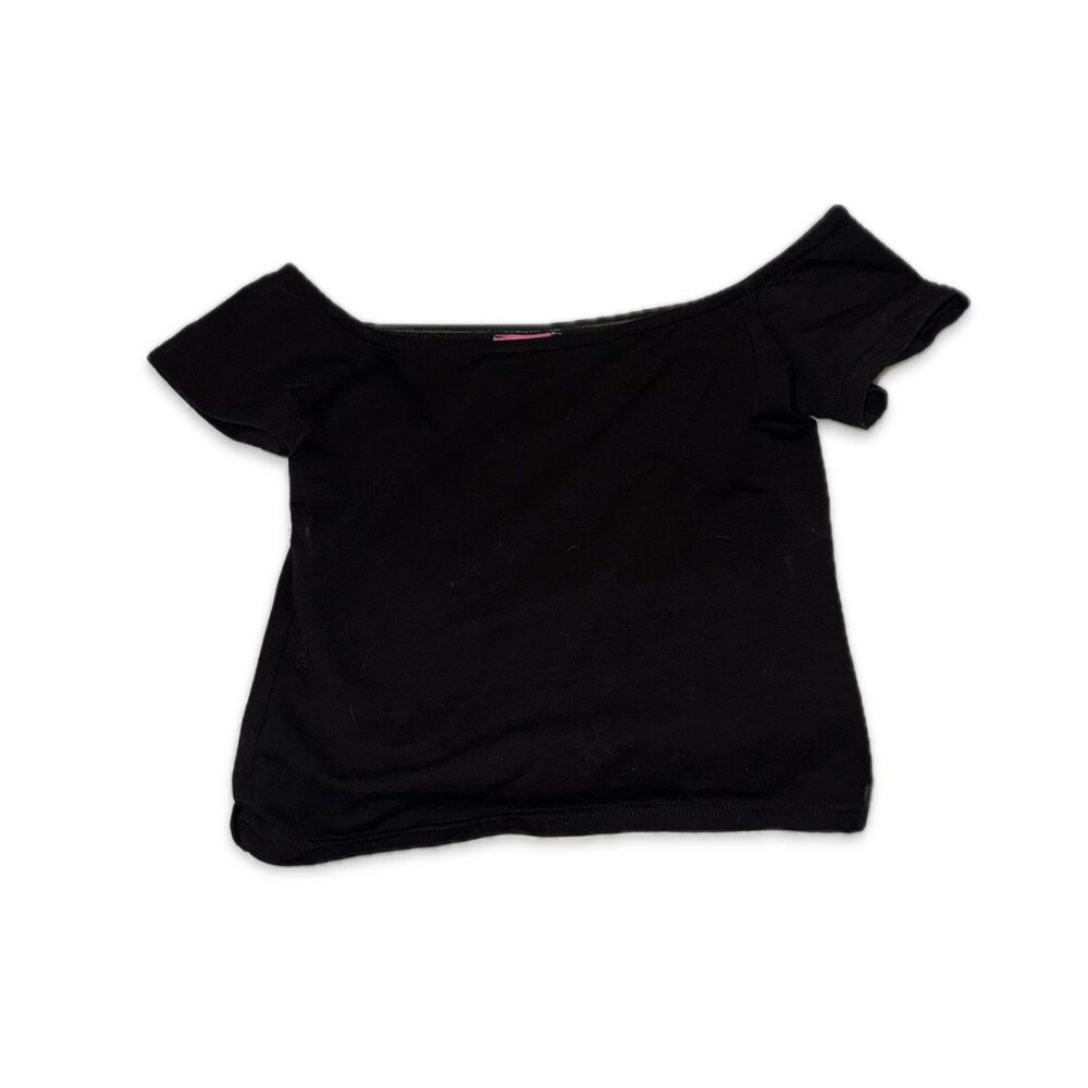 Black Off-the-Shoulder Cropped Shirt – Trendy & Chic!